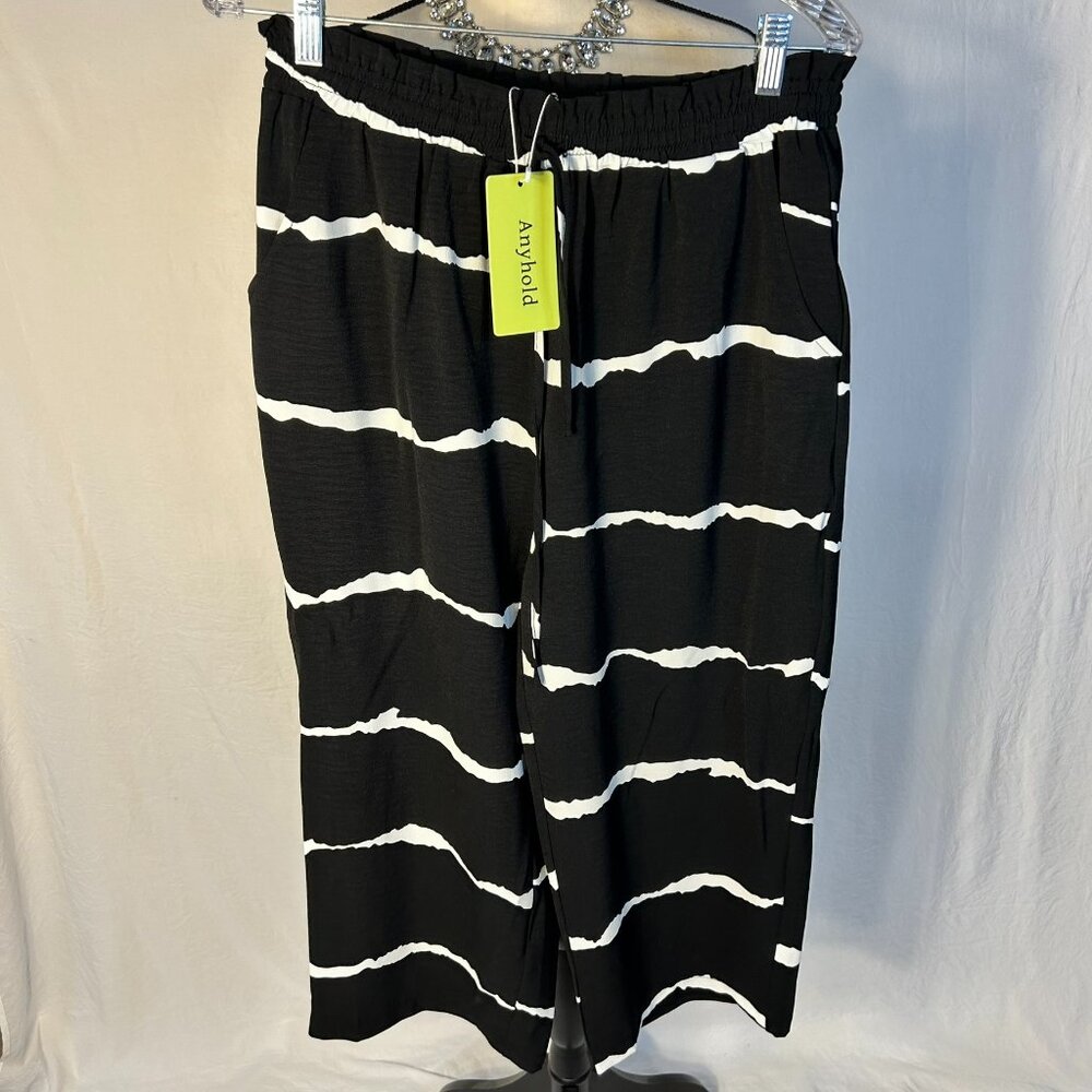 Anyhold Black and White Pants Womens Size Large